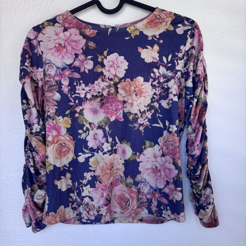 KAZO Women's Floral Print 3/4 Sleeve Multicolor Round Neck Top Size XS/S